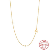 925 Silver Initial Necklace Zircon Choker for Women