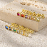925 Silver Crystal Stud Earrings 12 Colors Birthday Gift for Women