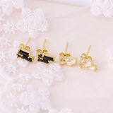 925 Silver Clear Crystal CZ Stud Earrings Girls Teens Lady Gift
