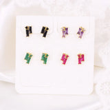 925 Silver Clear Crystal CZ Stud Earrings Girls Teens Lady Gift