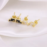 925 Silver Clear Crystal CZ Stud Earrings Girls Teens Lady Gift
