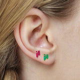 925 Silver Clear Crystal CZ Stud Earrings Girls Teens Lady Gift