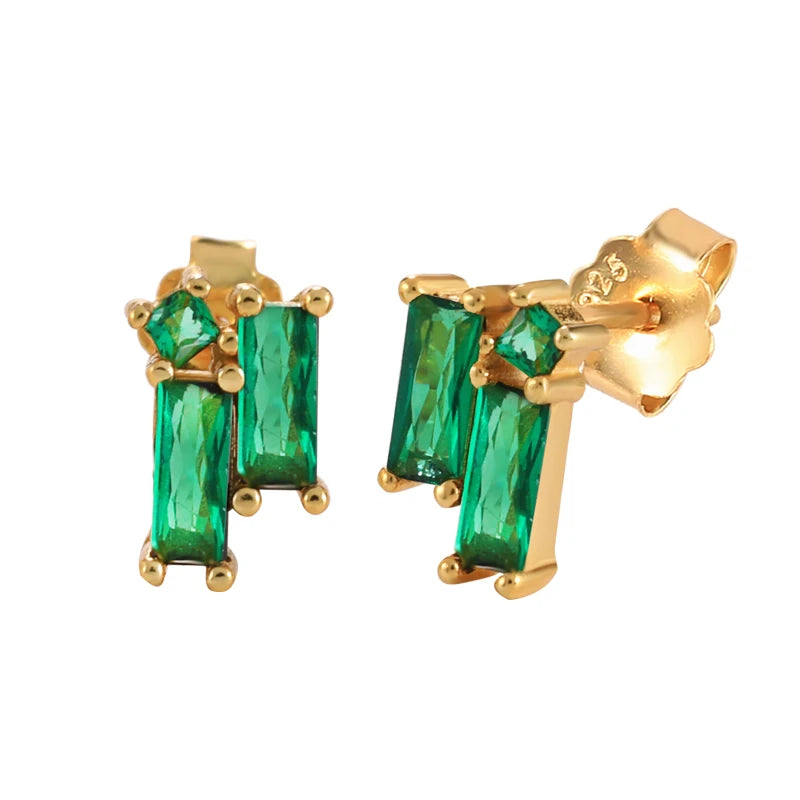925 Silver Clear Crystal CZ Stud Earrings Girls Teens Lady Gift