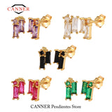 925 Silver Clear Crystal CZ Stud Earrings Girls Teens Lady Gift