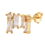 925 Silver Clear Crystal CZ Stud Earrings Girls Teens Lady Gift