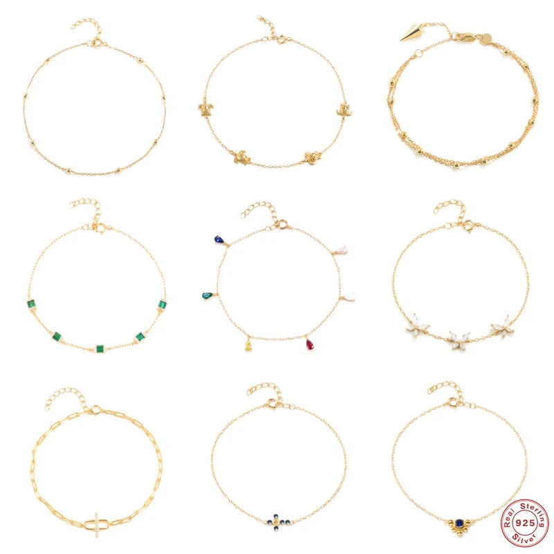 925 Silver Bracelet Colorful Zircon Hand Chain Fine Jewelry