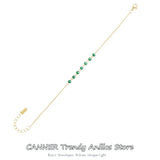 925 Silver Red Green CZ Tennis Bracelet Women Box Chain Jewelry