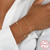 925 Silver Link Bracelet Clear Zircon Charm Adjustable Hand Chain Wedding Gift