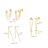 925 Silver Chain Earring Double Hole Studs CZ Plata 925 Jewelry