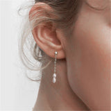 925 Silver Tassel Pearl Stud Earrings