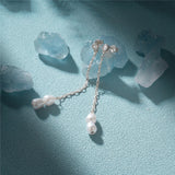 925 Silver Tassel Pearl Stud Earrings