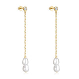 925 Silver Tassel Pearl Stud Earrings