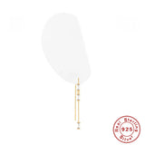 925 Silver Tassel Drop Earrings Square Crystal Ear Line Dangles for Women