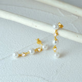 925 Silver Fringed Pearls Zircon Drop Earrings 18K Jewelry