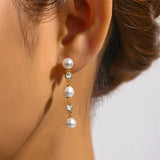 925 Silver Fringed Pearls Zircon Drop Earrings 18K Jewelry