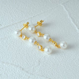 925 Silver Fringed Pearls Zircon Drop Earrings 18K Jewelry