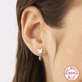CANNER 925 Sterling Silver Butterfly Drop Earrings with Sea Zircon Tassel