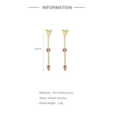 CANNER 925 Sterling Silver Butterfly Drop Earrings with Sea Zircon Tassel
