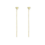 925 Silver Long Tassel Heart Drop Earring Women Earrings