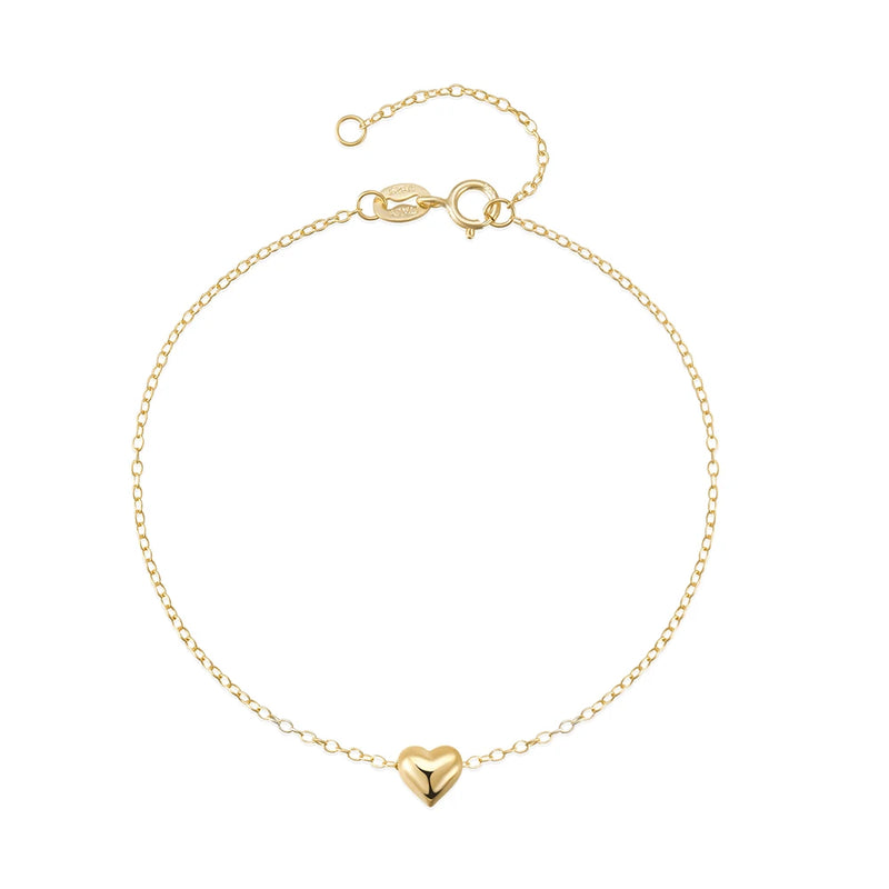 925 Silver Heart Bracelet for Women Charm Pendant Statement Fine Jewelry