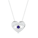 925 Silver Devil Eye Heart Pendant Necklace Zircon Clavicle Choker