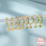925 Silver CZ Hoop Earring for Women Demon Eye Dangles