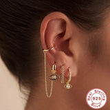 925 Silver CZ Hoop Earring for Women Demon Eye Dangles