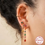 925 Silver CZ Hoop Earring for Women Demon Eye Dangles