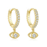 925 Silver CZ Hoop Earring for Women Demon Eye Dangles