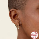 925 Silver CZ Round Hoop Earrings Delicate Jewelry