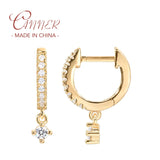 925 Silver CZ Round Hoop Earrings Delicate Jewelry