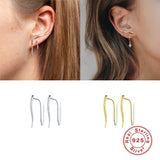 925 Silver CZ Stud Earrings for Women Ear Climber Piercing Earring