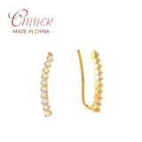 925 Silver CZ Stud Earrings for Women Ear Climber Piercing Earring