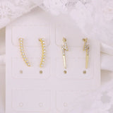 925 Silver CZ Stud Earrings for Women Ear Climber Piercing Earring