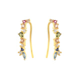 925 Silver CZ Stud Earrings for Women Ear Climber Piercing Earring