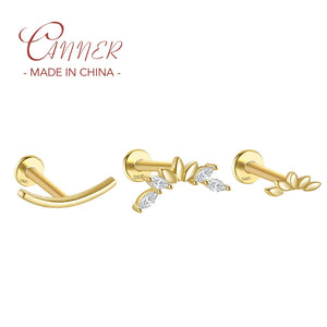 925 Silver Mini Oval Petal Zircon Earring