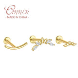 925 Silver Mini Oval Petal Zircon Earring