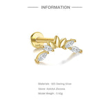 925 Silver Mini Oval Petal Zircon Earring