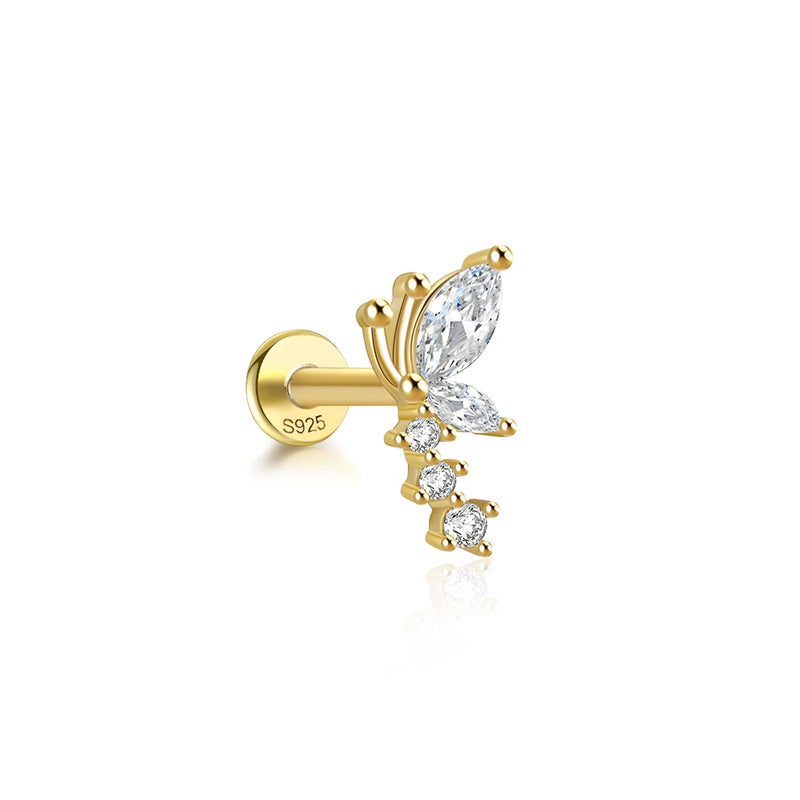 925 Silver Mini Oval Petal Zircon Earring