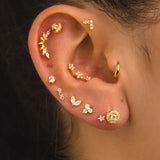 925 Silver Mini Oval Petal Zircon Earring