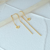925 Silver Mini Tassel Heart Chain Tassel Drop Earrings Fine Jewelry Gift