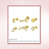 925 Silver Clear Crystal Cartilage Stud Earrings