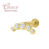 925 Silver Clear Crystal Cartilage Stud Earrings