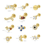 925 Silver Clear Crystal Cartilage Stud Earrings