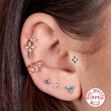 925 Silver Clear Crystal Cartilage Stud Earrings