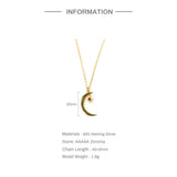 925 Silver Moon Pendant Necklace 12 Months Zircon Birthday Necklace