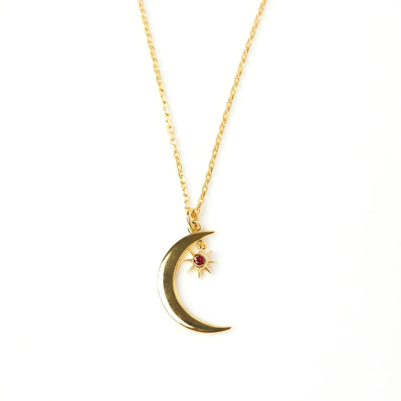 925 Silver Moon Pendant Necklace 12 Months Zircon Birthday Necklace