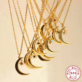 925 Silver Moon Pendant Necklace 12 Months Zircon Birthday Necklace