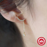 925 Sterling Silver Moon Tassel Long Earrings Party Accessories Gift