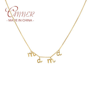 925 Silver Mother's Mama Letter Pendant Necklace Women Mom Nameplate Chain